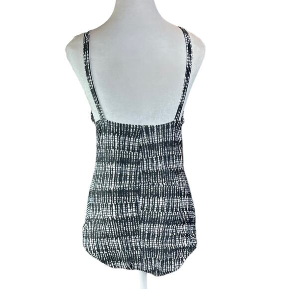 Speedo Fashion Tank One Piece Swimsuit Side Shirred Black White Size 12 - Picture 5 of 9